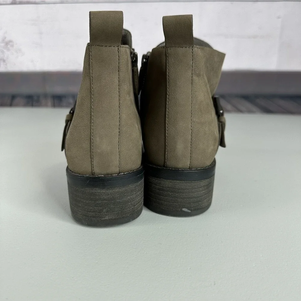 Eileen Fisher‎ Savory Boots Womens 7 Beige Buckle Zip Casual Career Capsule